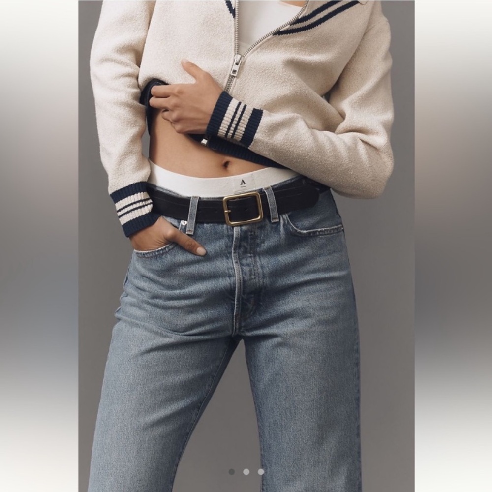 Anthropologie Emerson Black Belt with Gold Buckle